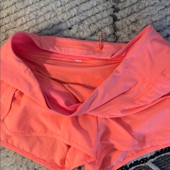 Lululemon Women's neon Orange Athletic Shorts with liner New no tags 10 - Picture 3 of 5